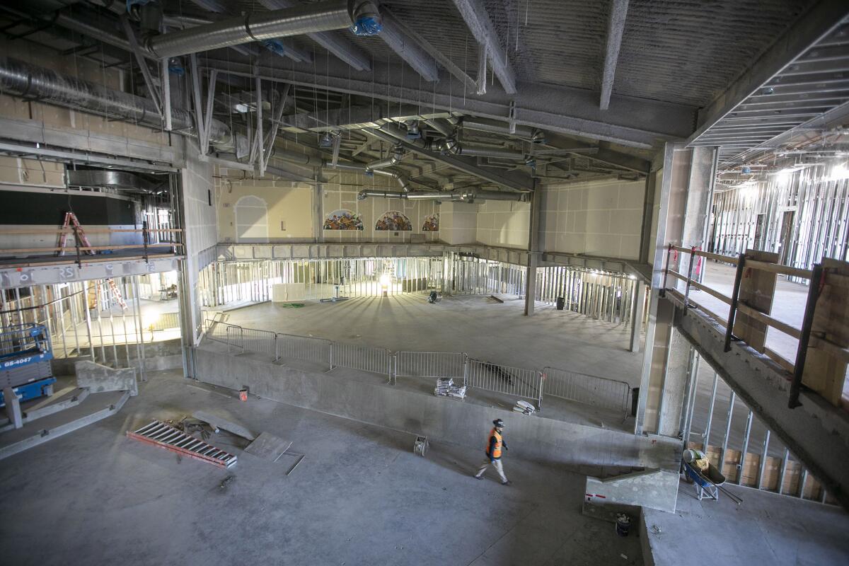 Inside the old off-track betting facility that workers transformed into an entertainment venue at the Del Mar fairgrounds.