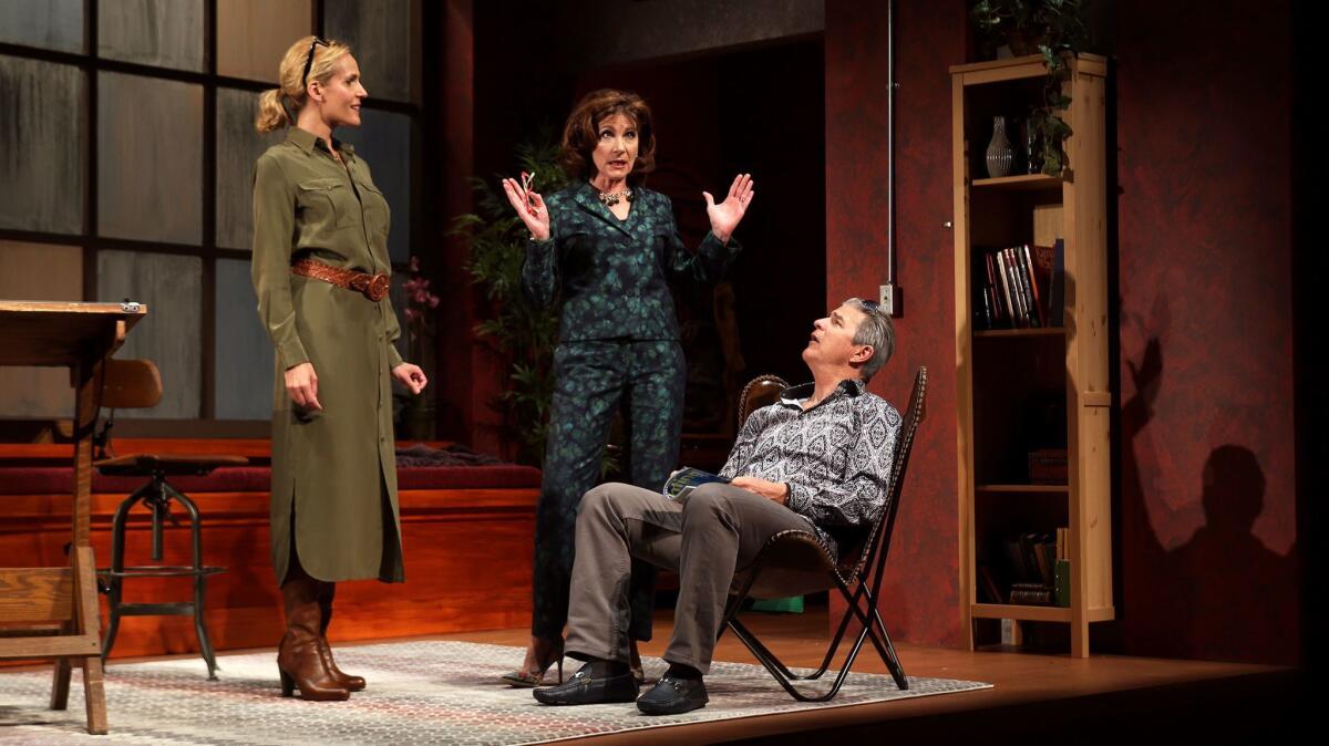 Susannah Schulman Rogers, left, Colette Kilroy and Gareth Williams in "The Monster Builder."