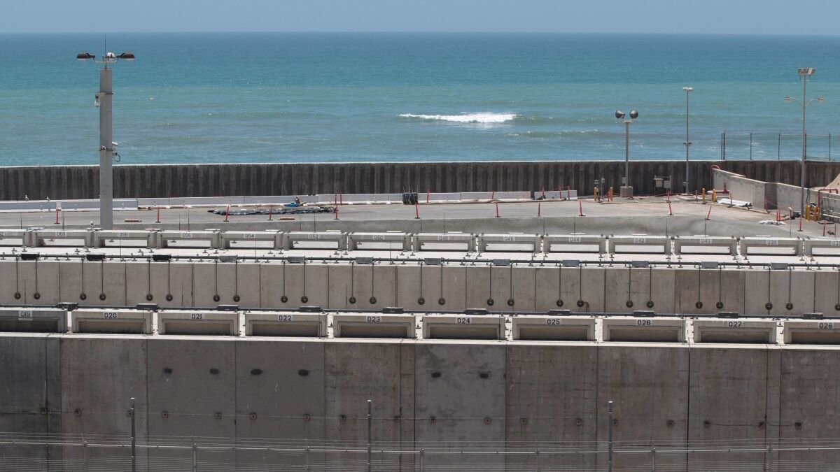 A July 2016 photo of the site at the San Onofre Nuclear Generating Station that holds dry storage for used nuclear fuel.