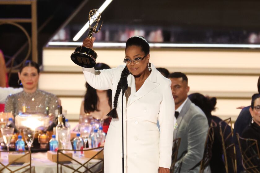 LOS ANGELES, CA - September 12, 2022 - Oprah Winfrey on stage the 74th Primetime Emmy Awards at the Microsoft Theater on Monday, September 12, 2022 (Myung J. Chun / Los Angeles Times)
