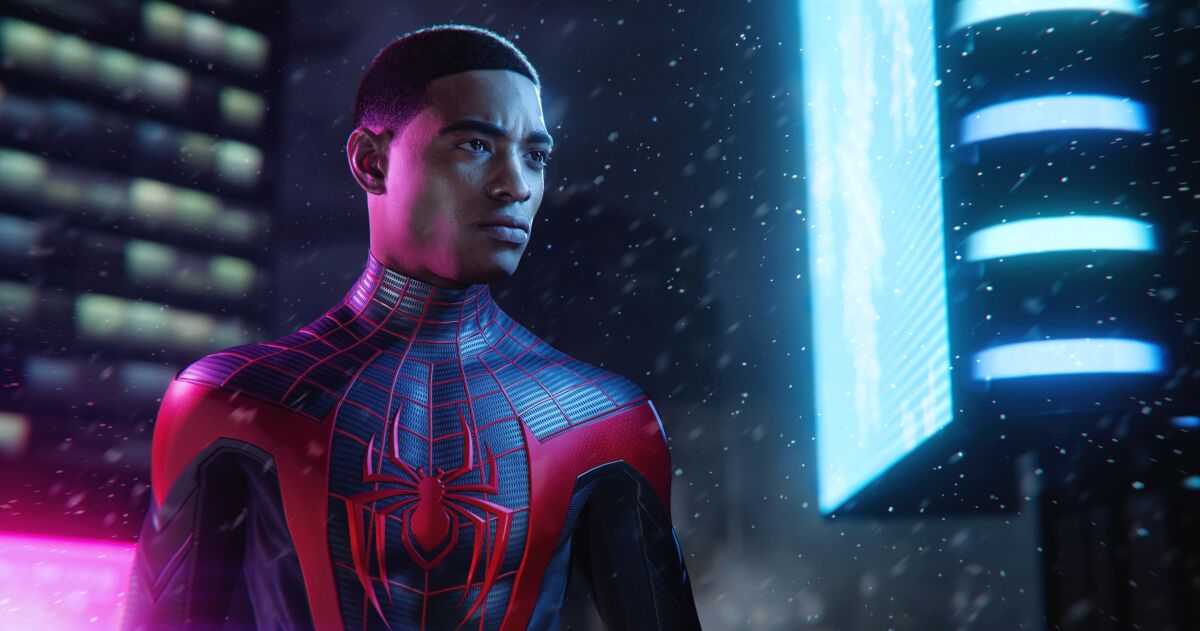 Miles Morales as Spider-Man, as seen in a new game for Sony's PlayStation consoles.