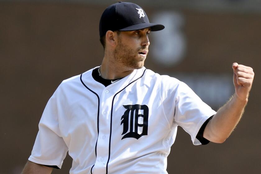 Detroit Tigers starting pitcher Matthew Boyd (48) reacts after the final out in the sixth inning of a baseball game against the Chicago White Sox Sunday, Sept. 17, 2017, in Detroit. (AP Photo/Jose Juarez)