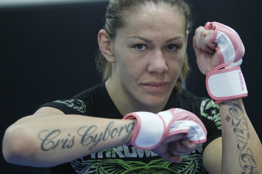 Brazilian Cris “Cyborg” Santos, who moved to San Diego two years ago, defends her Strikeforce 145-pound featherweight title on Saturday.