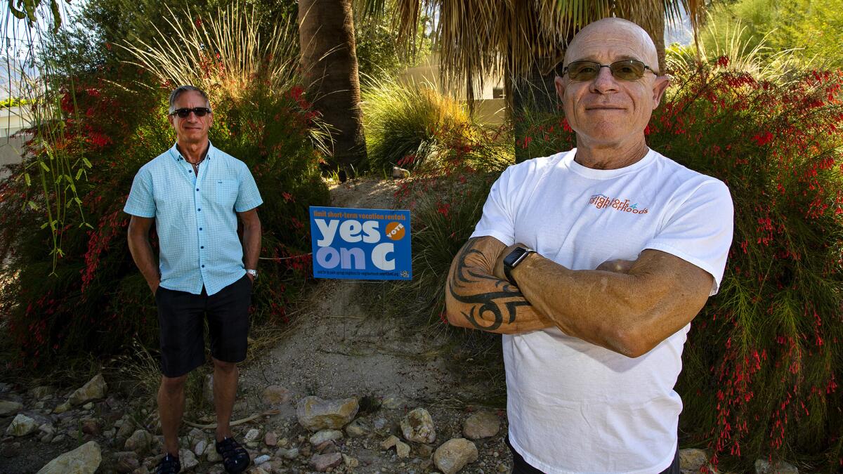 Neighbors for Neighborhoods treasurer Steve Rose, left, and campaign manager Rob Grimm want voters to pass Measure C.
