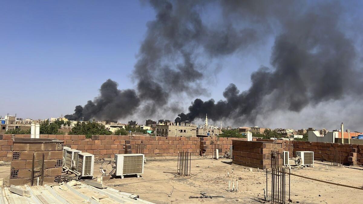 Smoke rising over Khartoum, Sudan