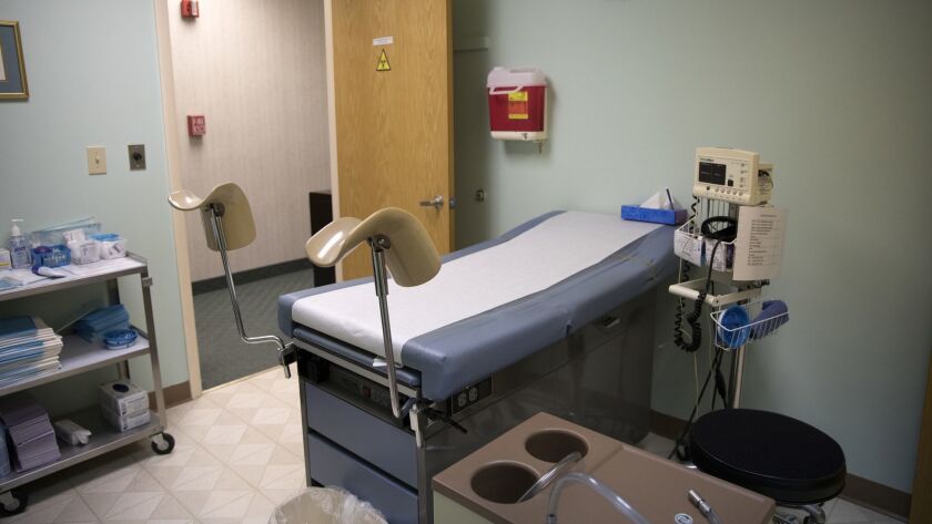 An examination room at Whole Woman's Health of Peoria, Ill., where women are able to receive a medical abortion after speaking to a doctor through a video call.