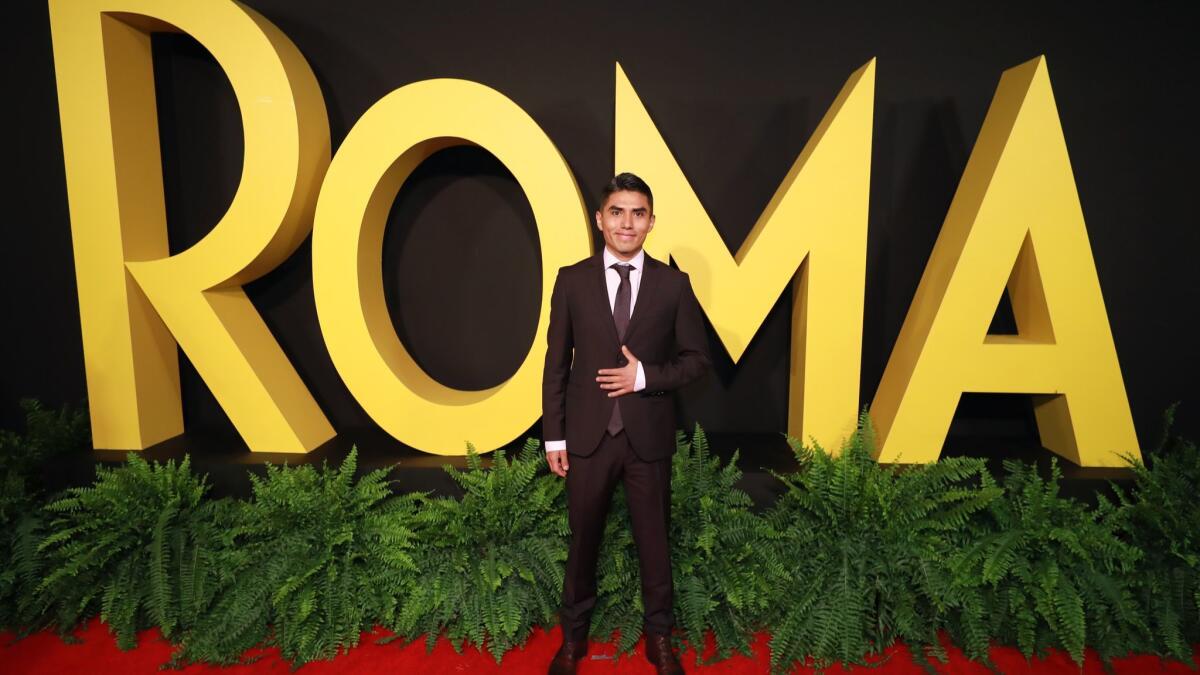 Actor Jorge Antonio Guerrero Martínez attends the "Roma" film premiere at Cineteca Nacional in Mexico City on Dec. 18.