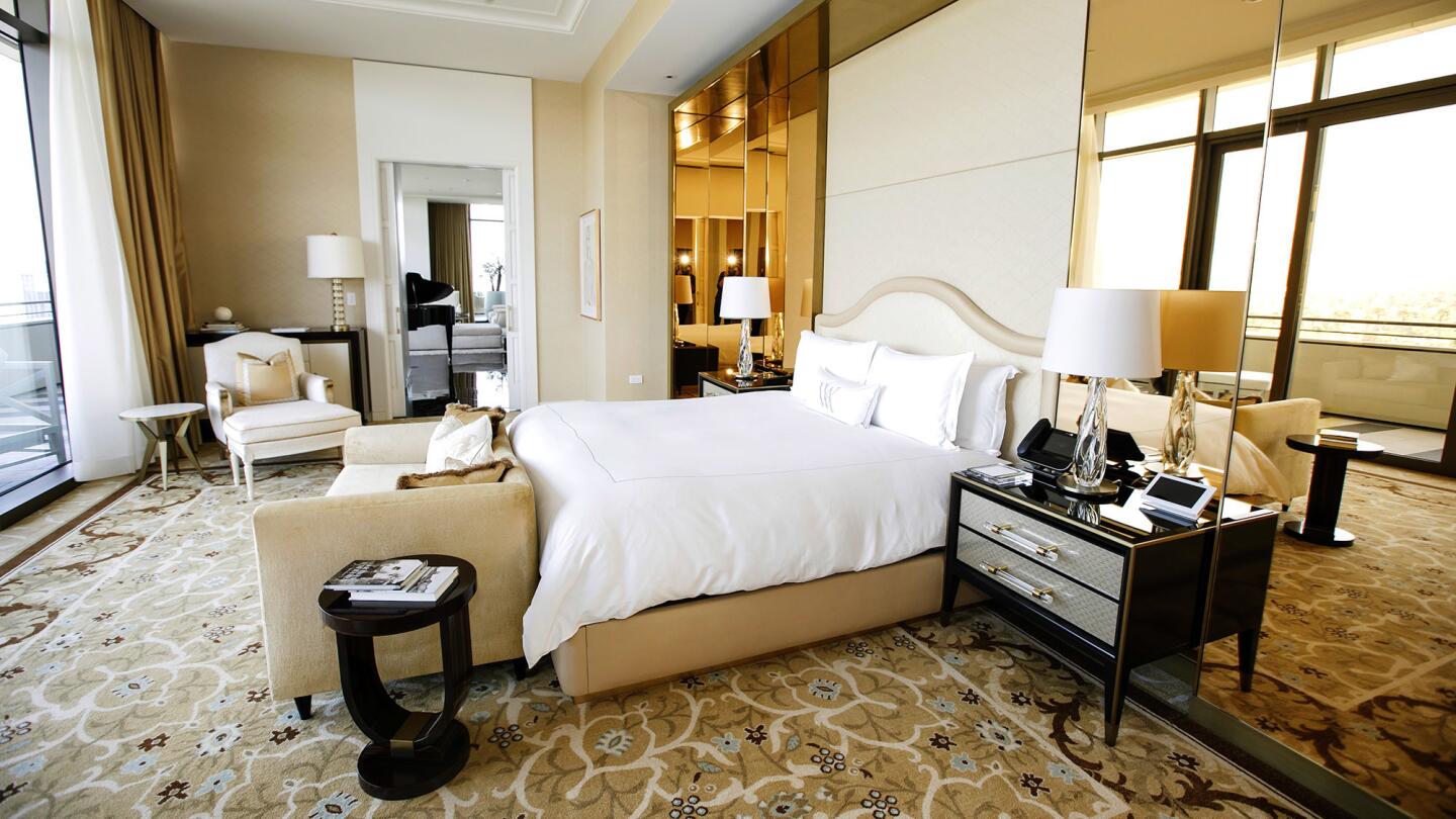 The Presidential Suite at the Waldorf Astoria Beverly Hills is 3,200 square feet with a 110-square foot terrace.