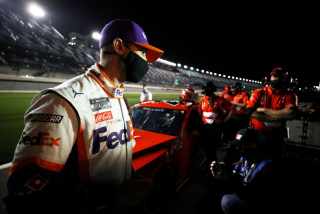 DAYTONA BEACH, FLORIDA - FEBRUARY 10: Denny Hamlin, driver of the #11 FedEx Toyota.