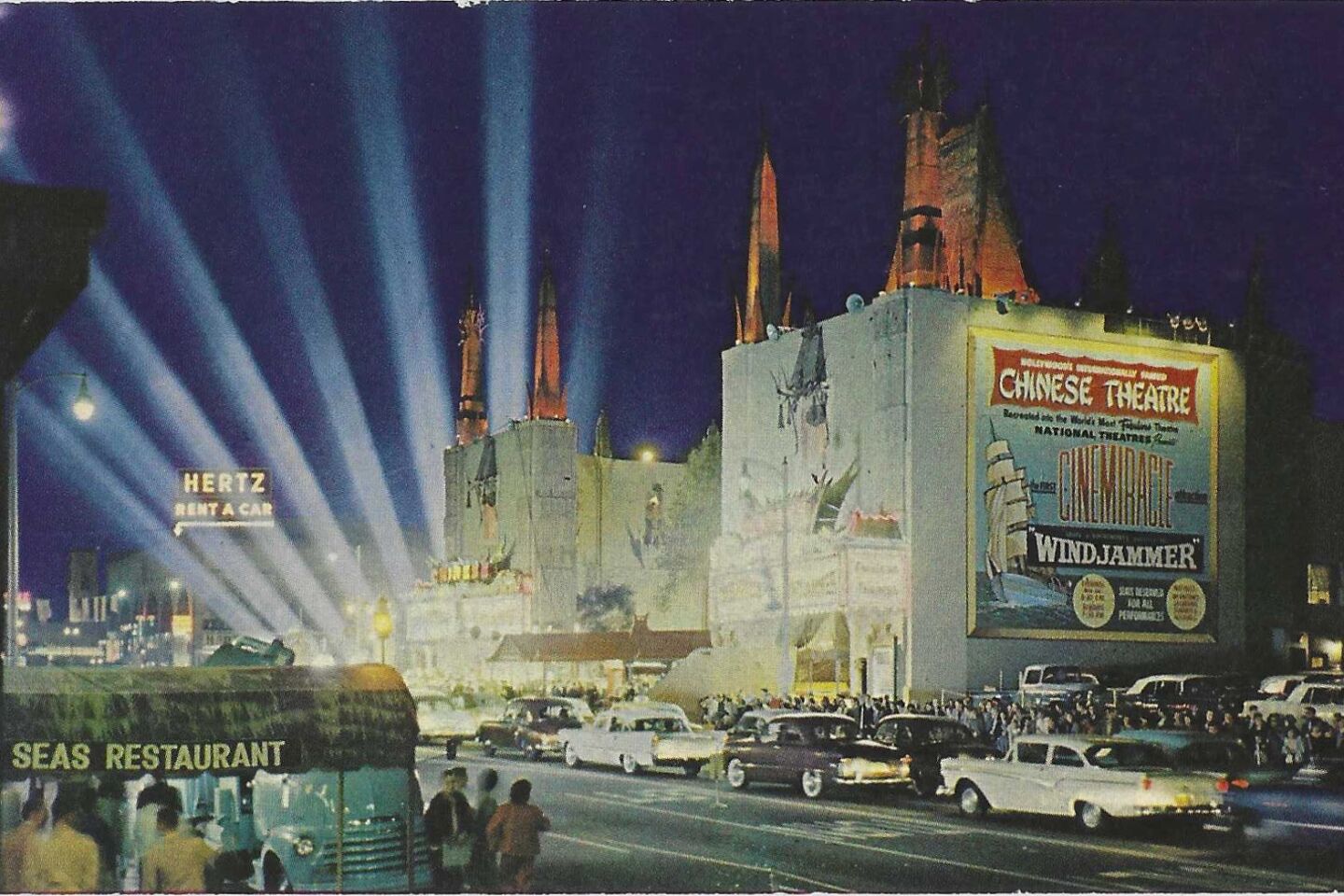 Chinese Theatre on a vintage postcard