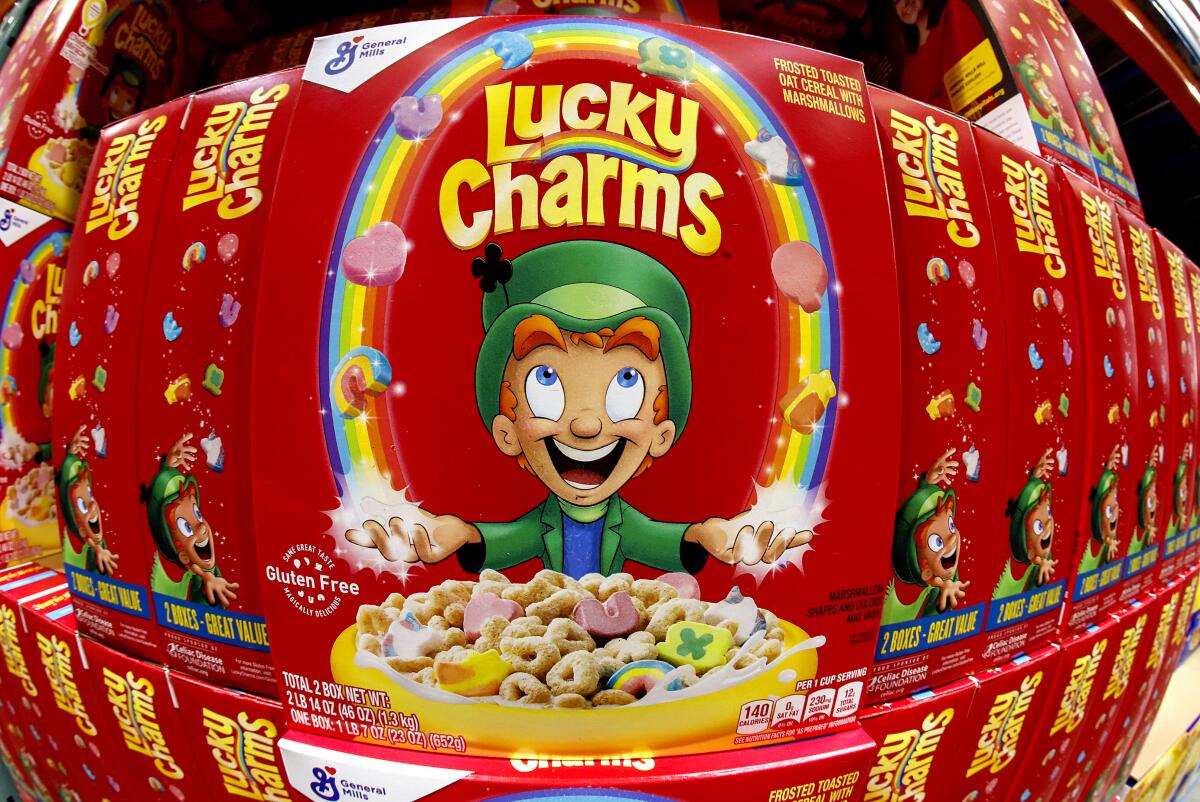 Boxes of Lucky Charms cereal