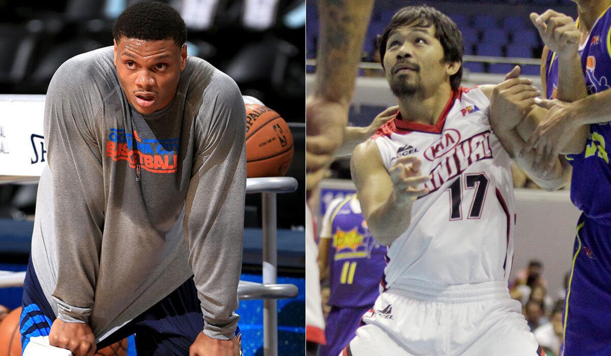 Daniel Orton, shown with the Oklahoma City Thunder in 2013, doesn't think too highly of Manny Pacquiao's basketball skills.