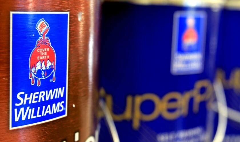 Sherwin-Williams paints cans.