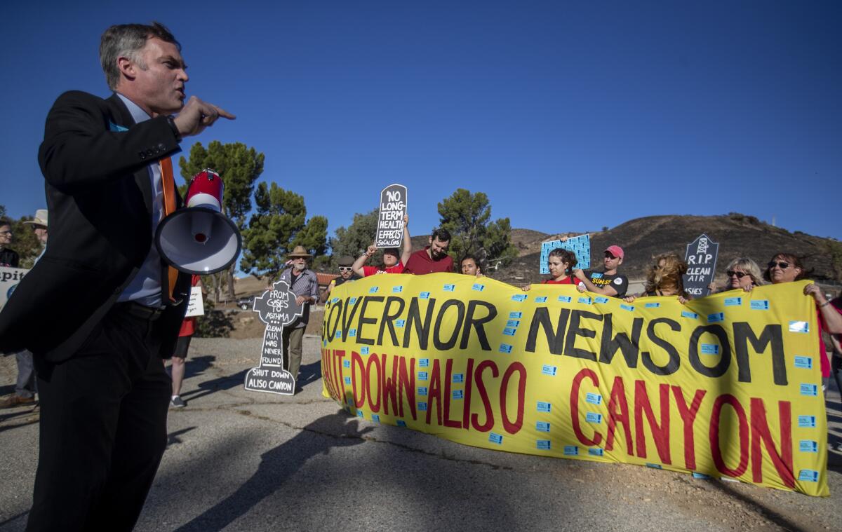 An Oct. 23, 2019, rally in L.A.'s Porter Ranch neighborhood marks the fourth anniversary of the Aliso Canyon methane blowout.
