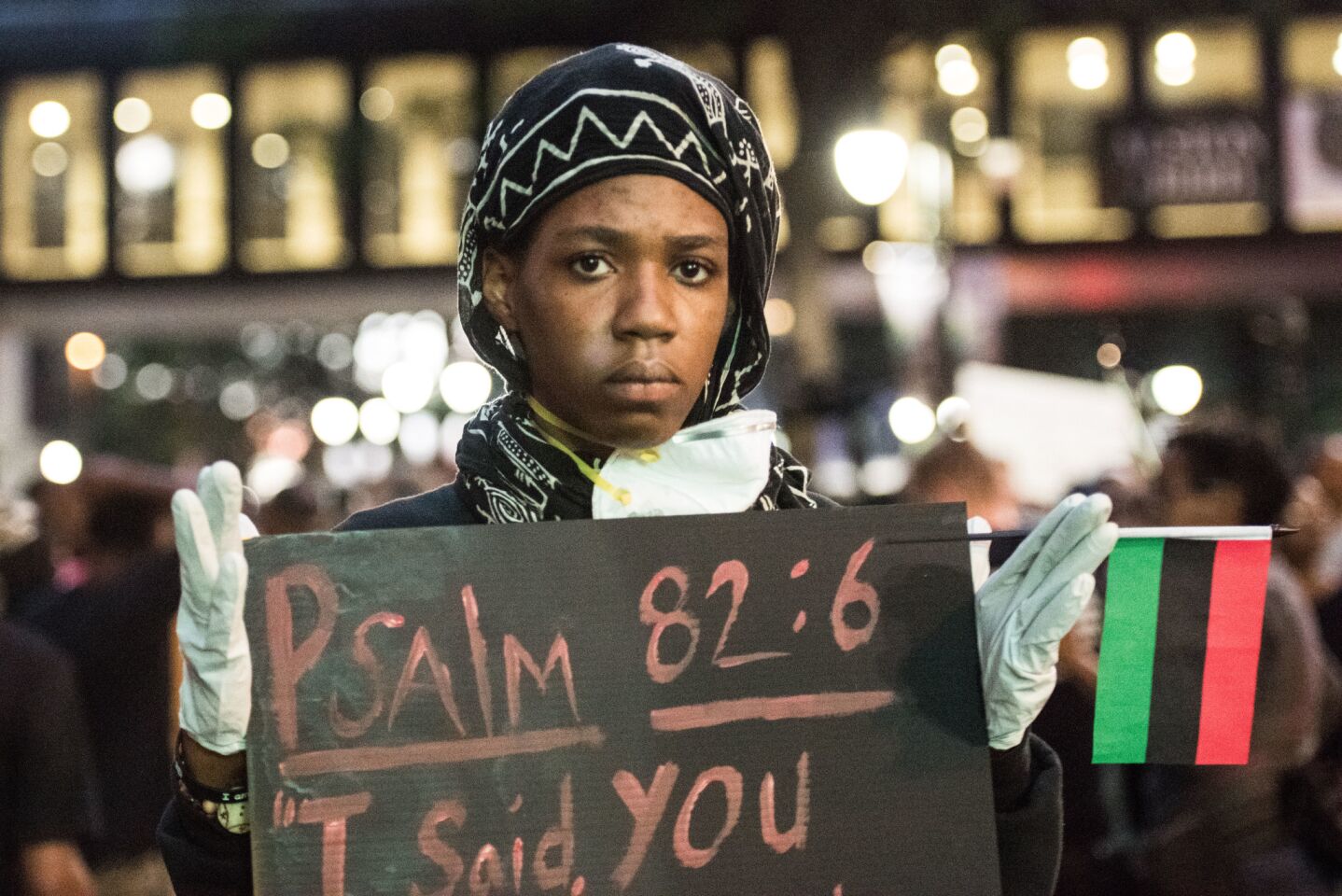 A protester with a biblical message.