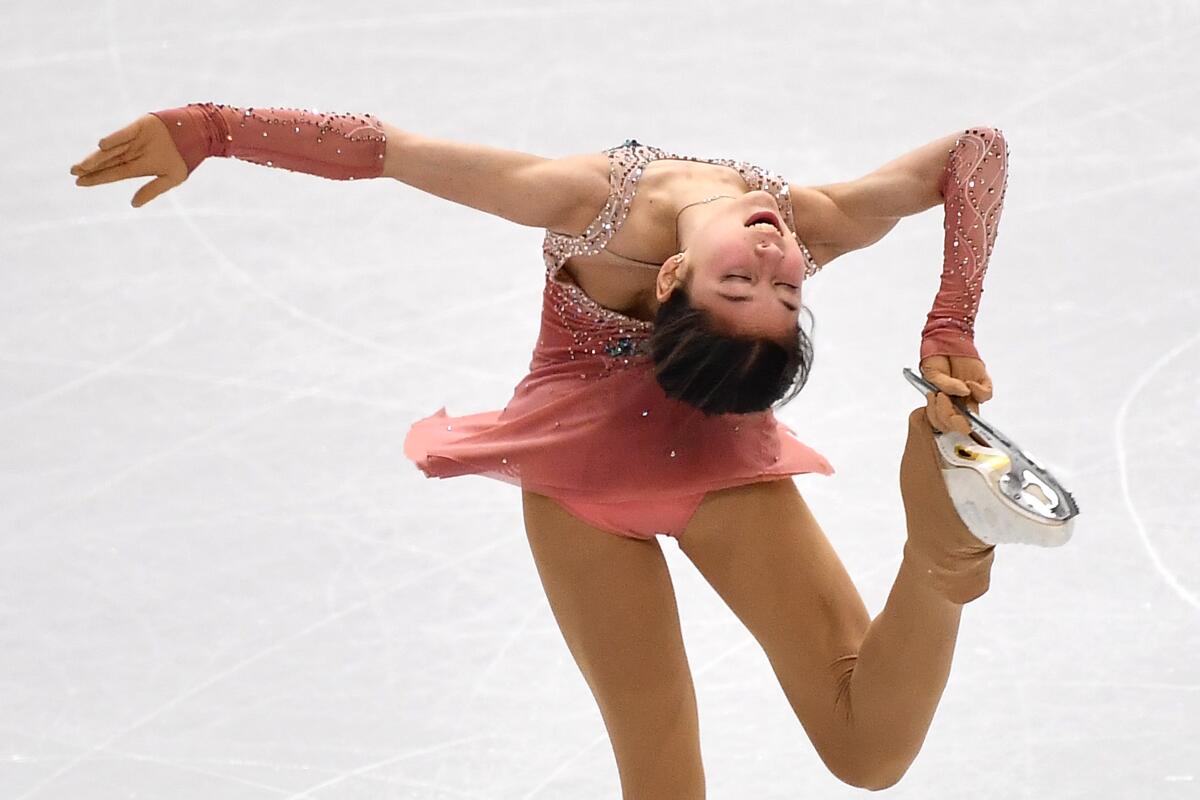 Alysa Liu competes in the junior ladies short program at the ISU Grand Prix of Figure Skating on Dec. 5 in Turin, Italy.