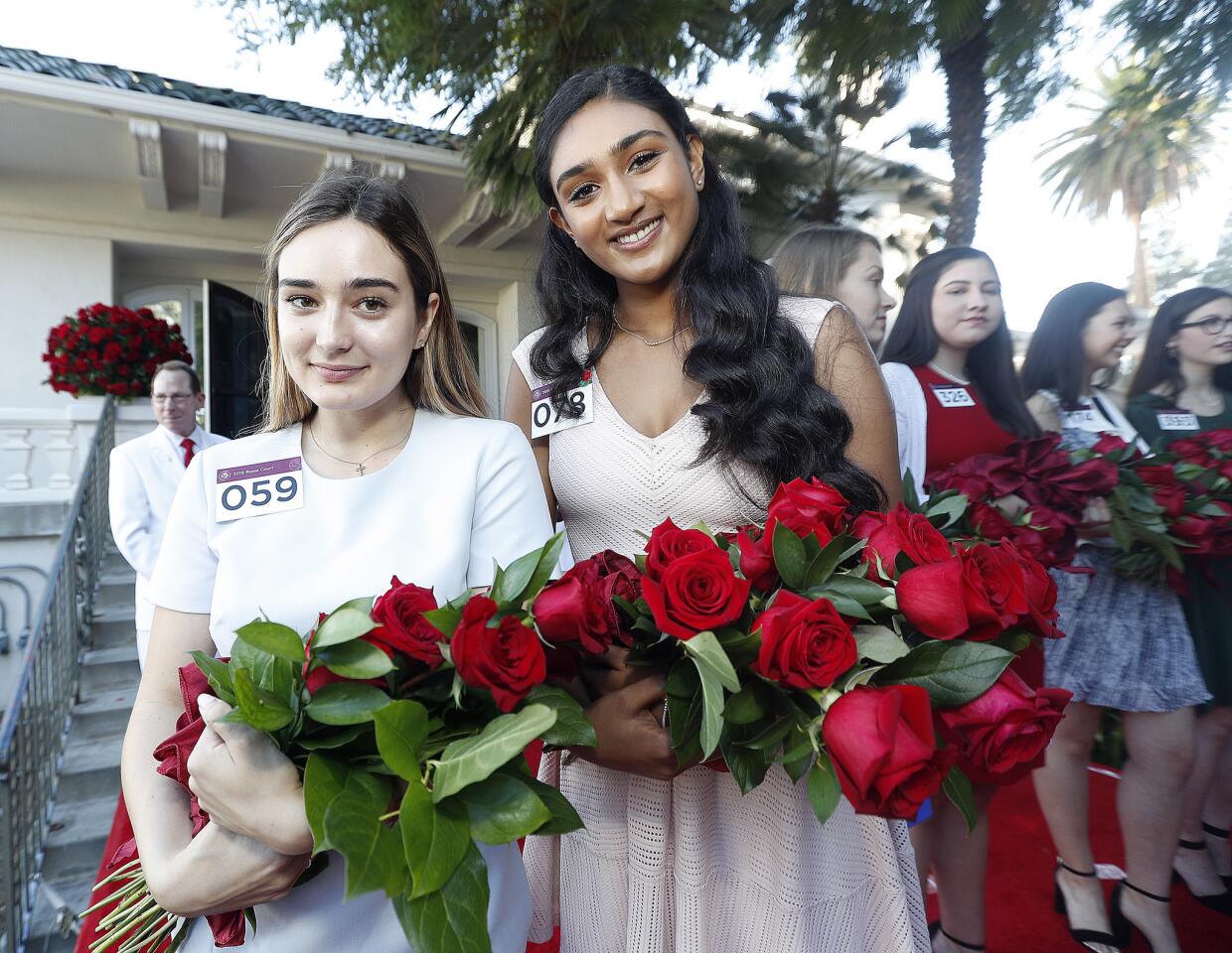 Flintridge Prep's Helen Susan Rossi and La Canada High School's Rucha Kadam, 2019 Royal Court members, at the announcement of the 2019 Tournament of Roses Royal Court on Monday, October 1, 2018. Forty-four young female finalists took to the steps as seven were chosen to represent the Royal Court. The Rose Queen will be announced on October 23.