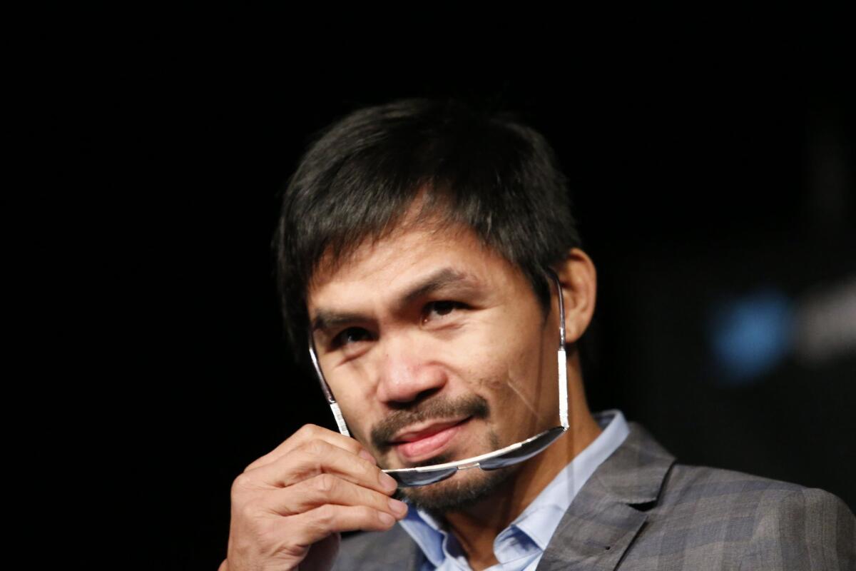 Manny Pacquiao attends a news conference on Jan. 21 in New York.