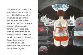 San Diego artist Jackie Dunn Smith created a painting, right, purely from the words written by local writer Patrick Coleman, left.