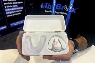 The VibeBrux smart night guard on display at CES 2026. Photographer: Samantha Kelly/Bloomberg