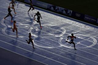 PARIS, FRANCE August 9, 2024-Women compete in the 400 meter final at the 2024 Paris Olympics Friday. (Skalij/Los Angeles Times)