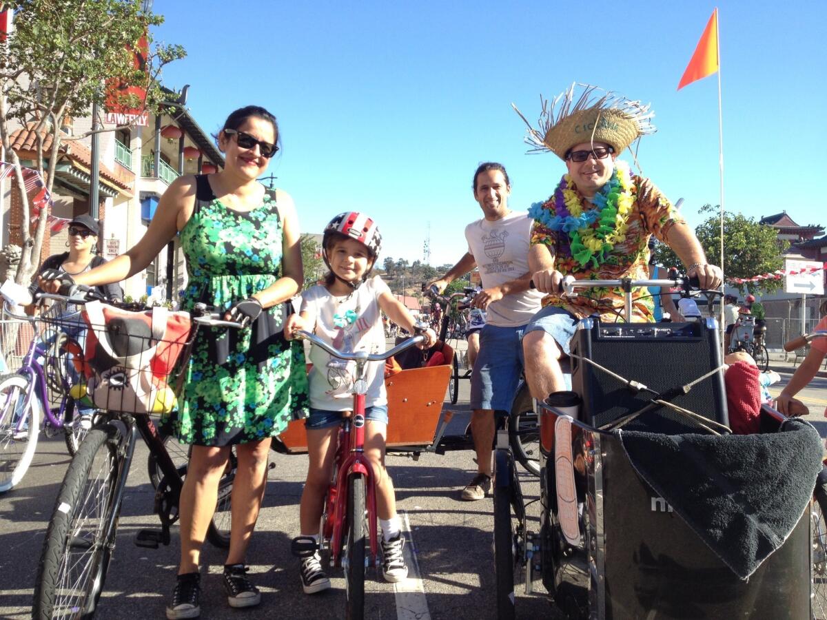 The Lutz family participates in the eighth edition of CicLAvia.