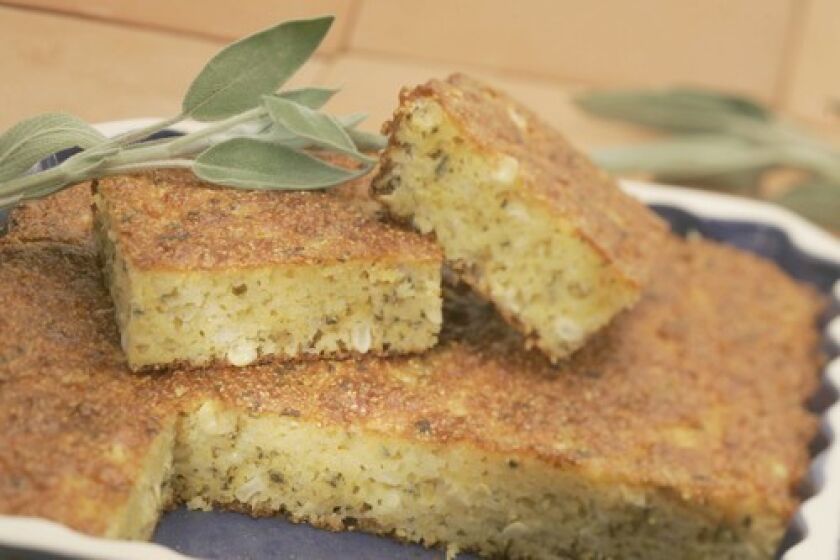 Cheddar cheese and fresh sage bring sophistication to cornbread.