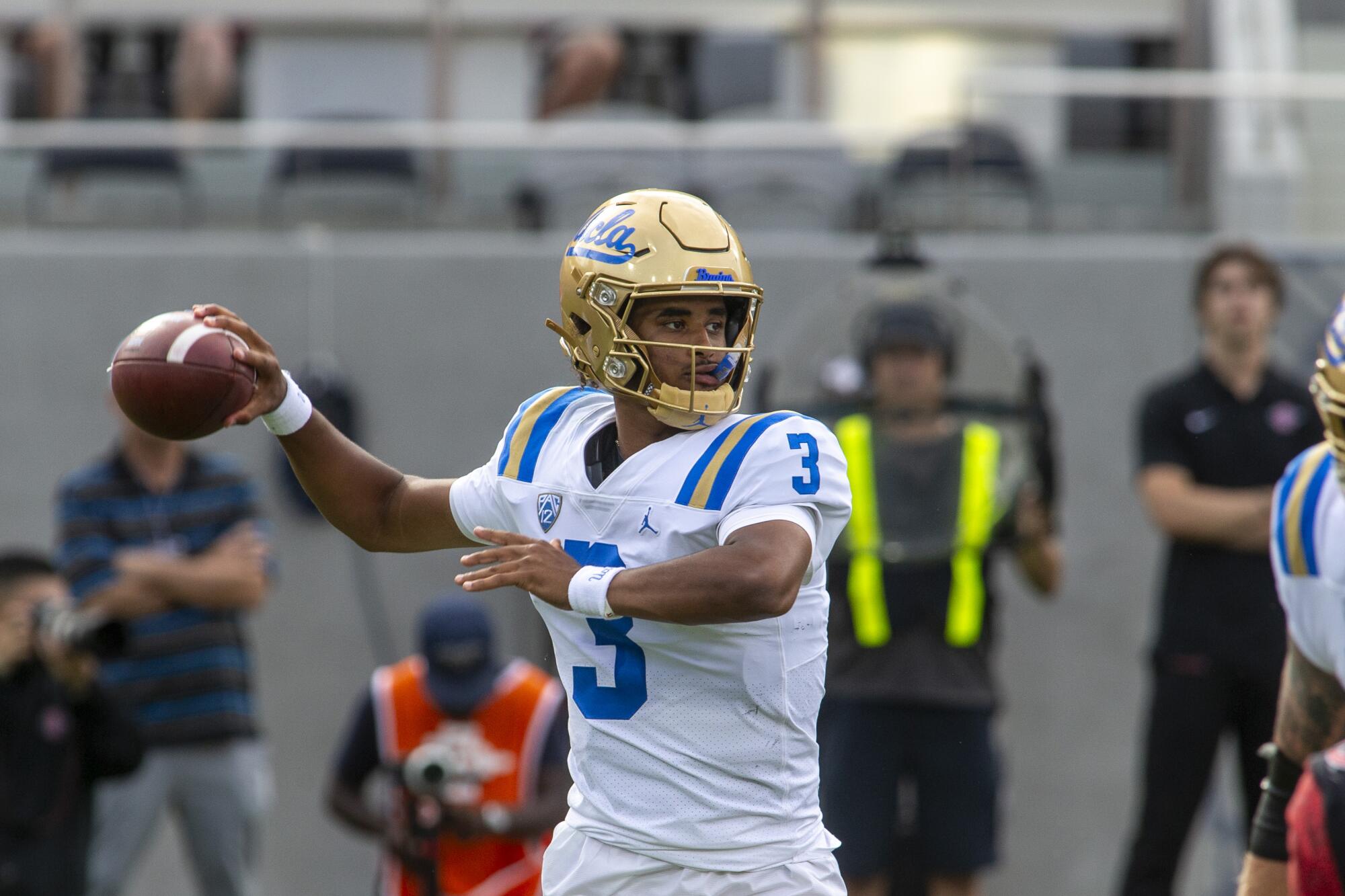 UCLA quarterback Dante Moore passes during the first half against San Diego State on Saturday.