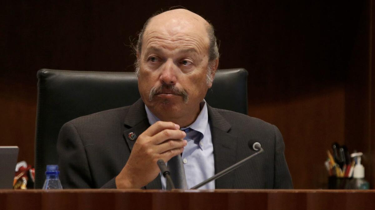 Then-Mayor Pro Tem Tony Vazquez listens during a Santa Monica City Council meeting.