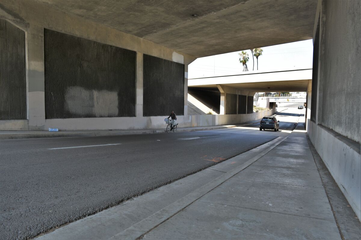 West 19th Street under Interstate 5 in National City. 