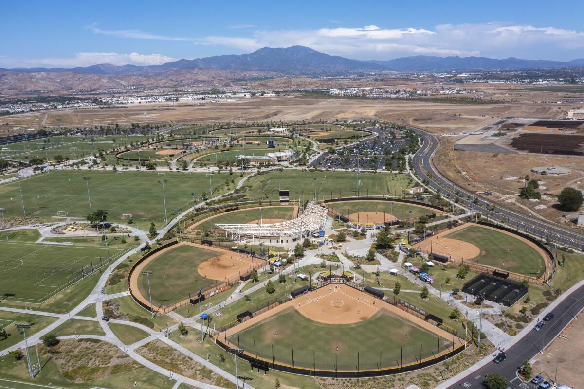 Irvine, CA - July 28: Aerial view of the Great Park on Wednesday, July 28, 2021 in Irvine, CA. 