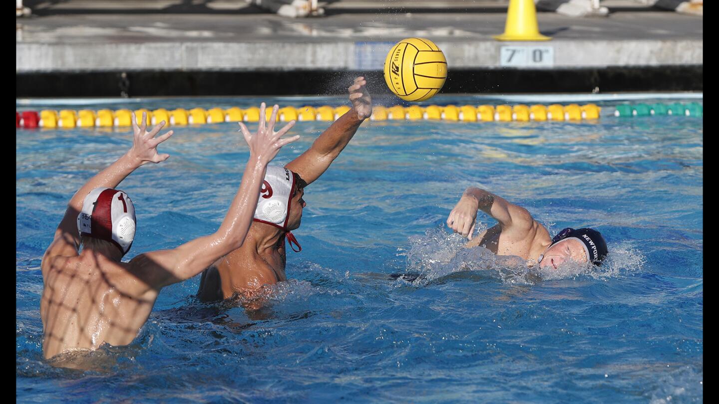 Newport vs Laguna Beach in Boys Water Polo Action