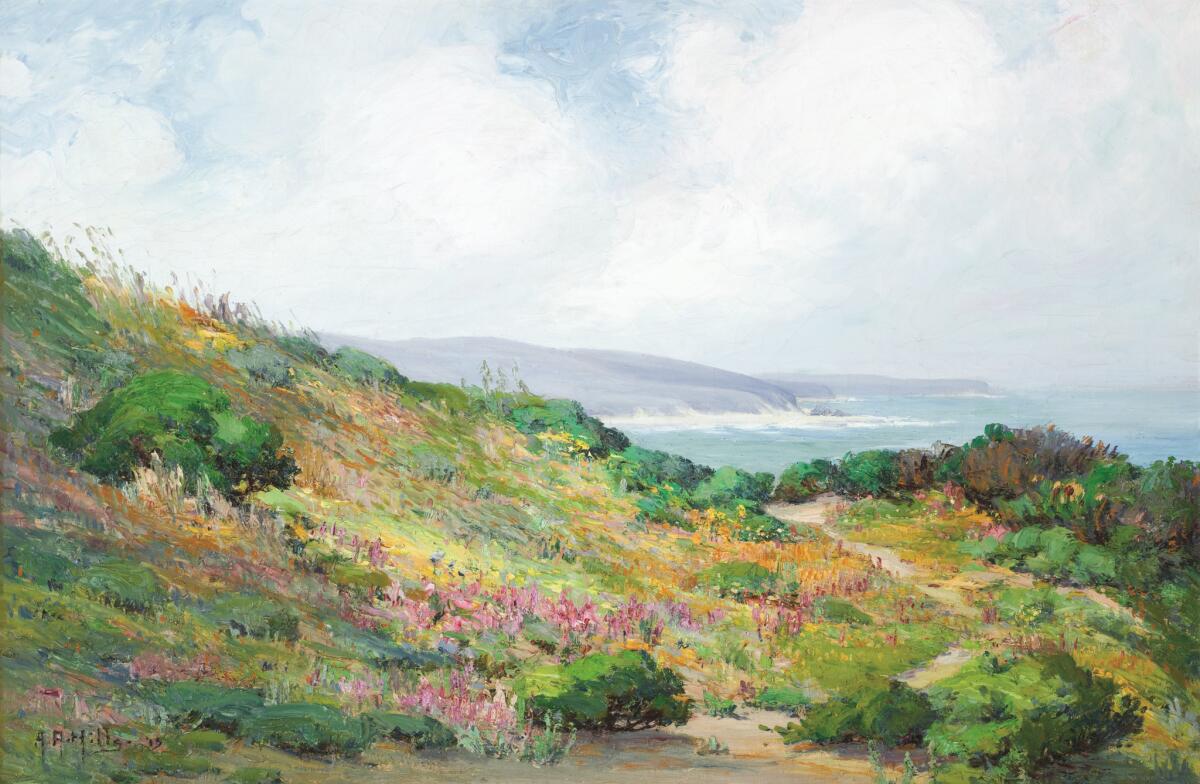 Anna Hills' "Spring in Laguna," 1915, oil on canvas, 20 inches by 30 inches. (Collection of Ranney and Priscilla Draper)
