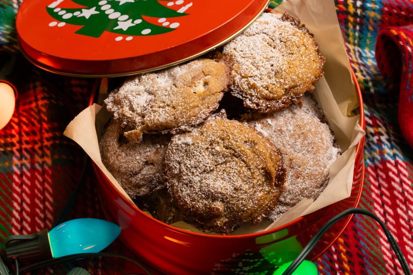 LOS ANGELES, CA -- THURSDAY, NOVEMBER 20, 2025: "Deck the Halls" Cinnamon Cookies by Shant Nazarian. (Catherine Dzilenski / For The Times)