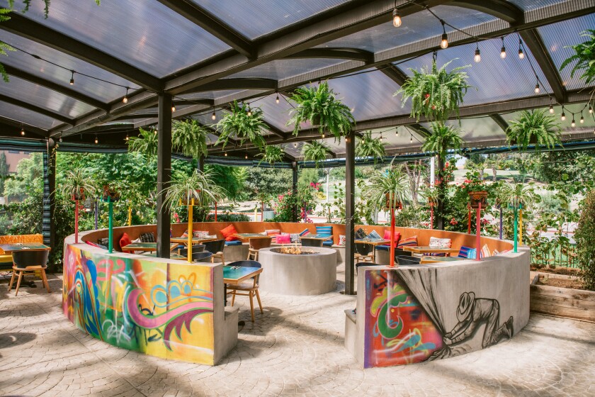 The covered patio at El Jardín Cantina.