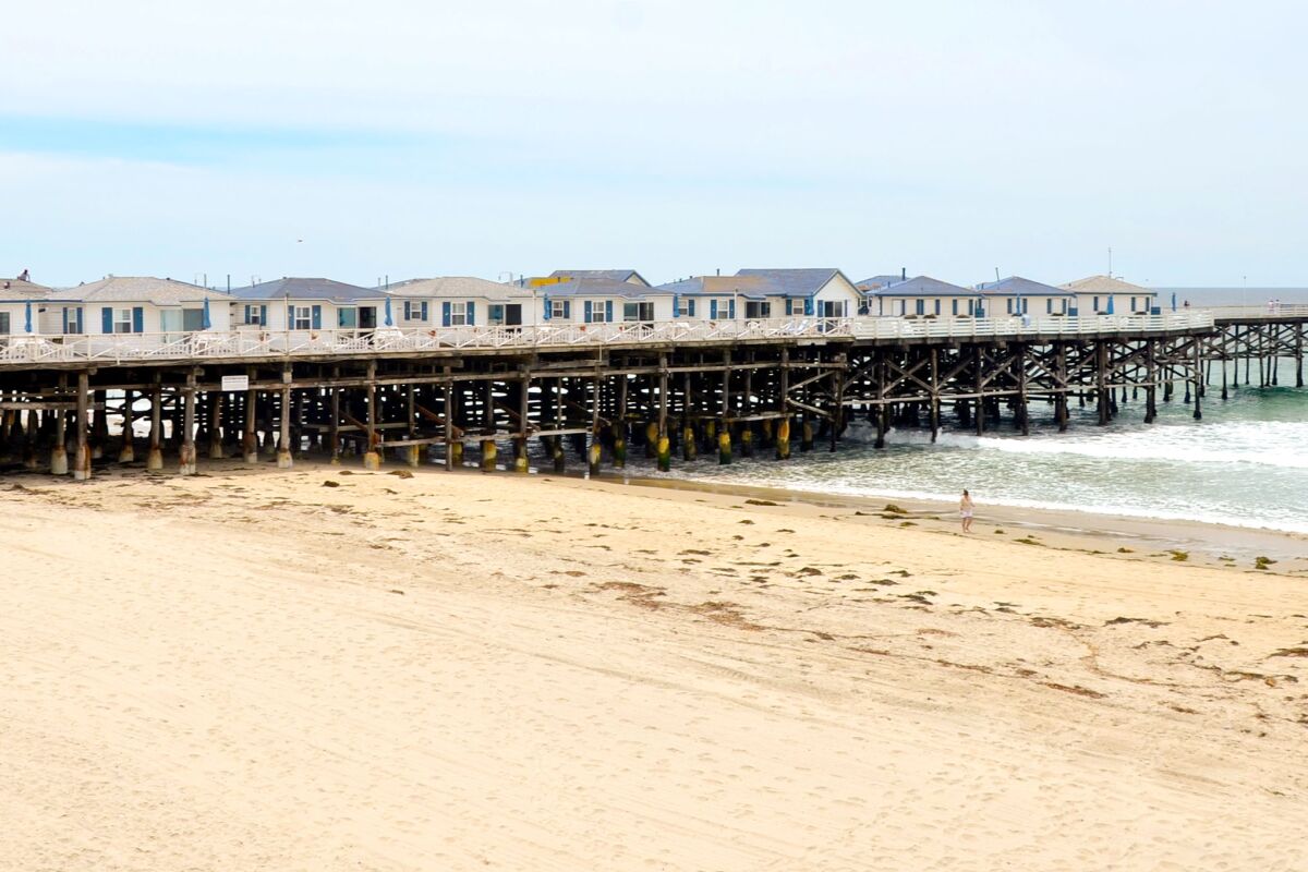 A string of cabins along Crystal Pier.