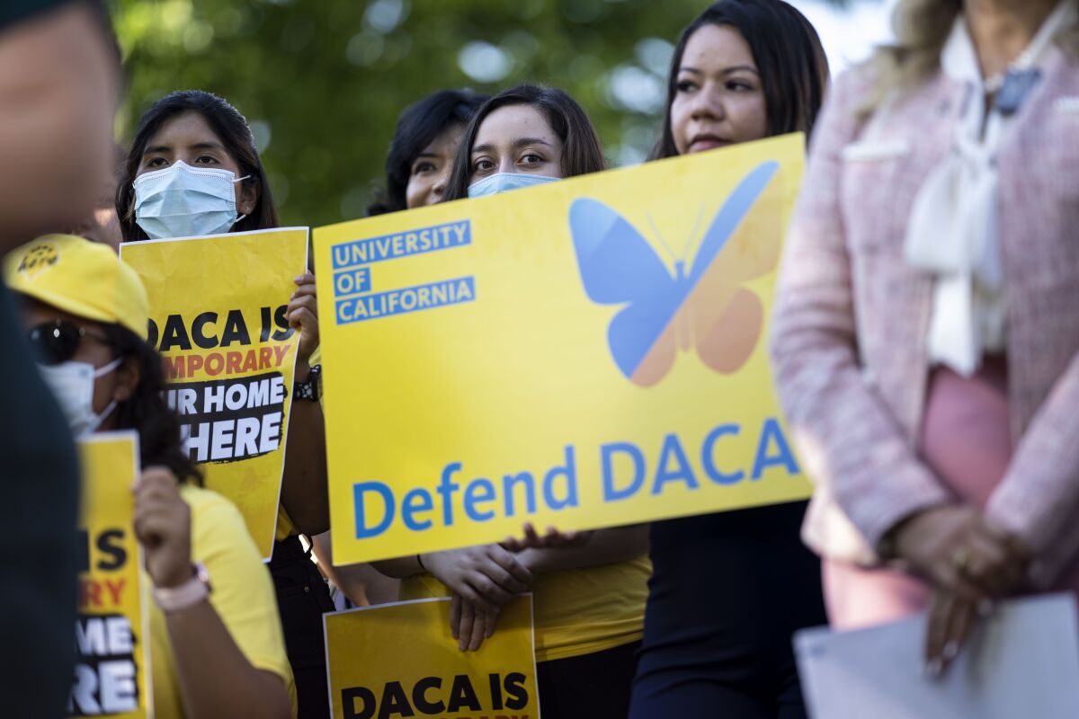 Activists attend a news conference marking the 10th anniversary of DACA in Washington on June 15.