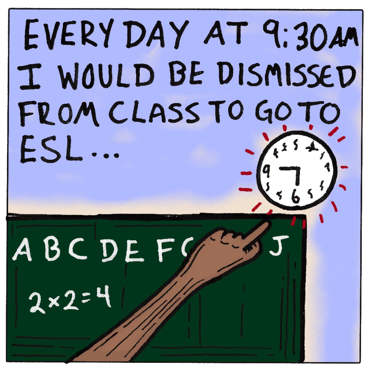 Every day at 9:30AM I would be dismissed from class to go to ESL...