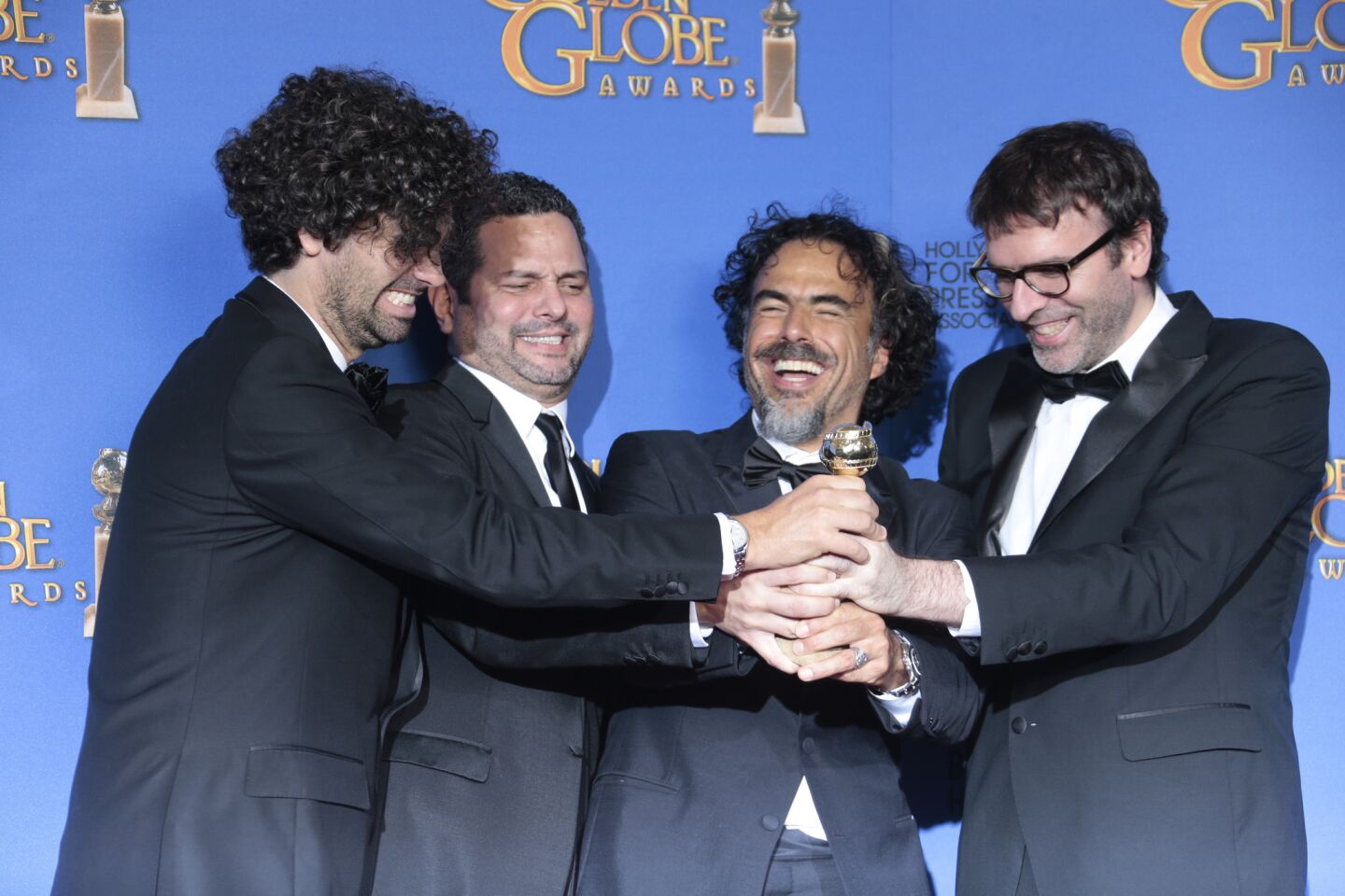 Celebrity reactions | Alejandro G. Inarritu, second from right, director