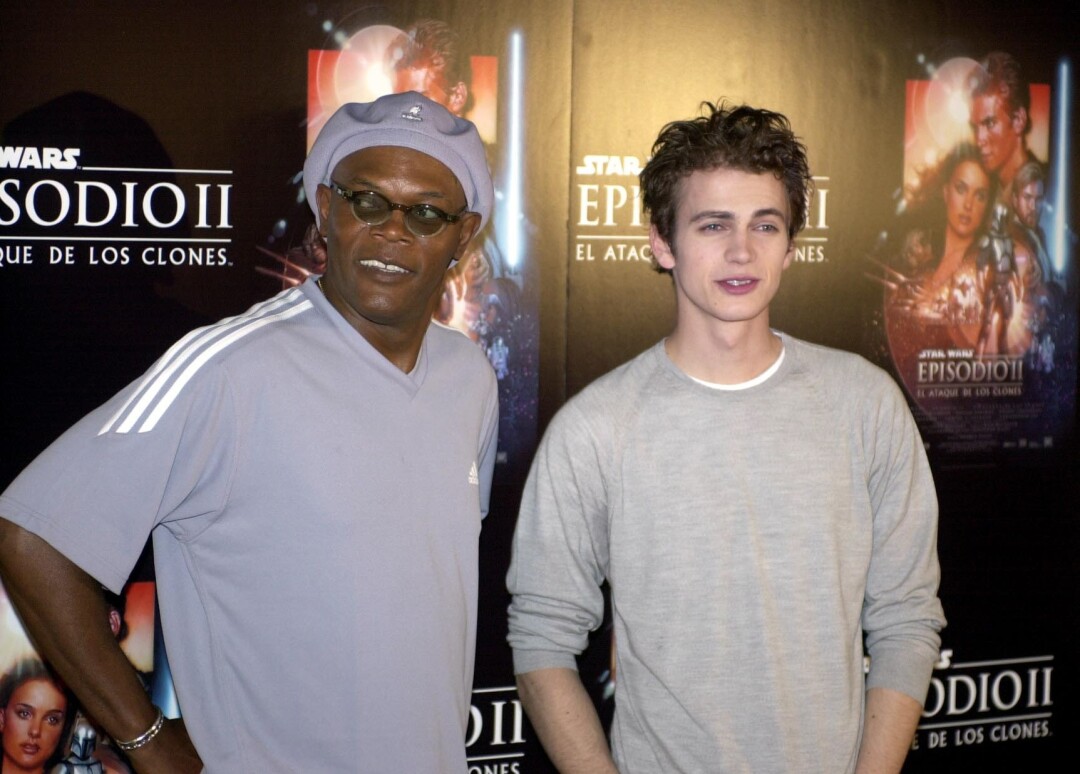 Hayden Christensen (d),con Samuel L. Jackson (i) . EFE/PACO TORRENTE