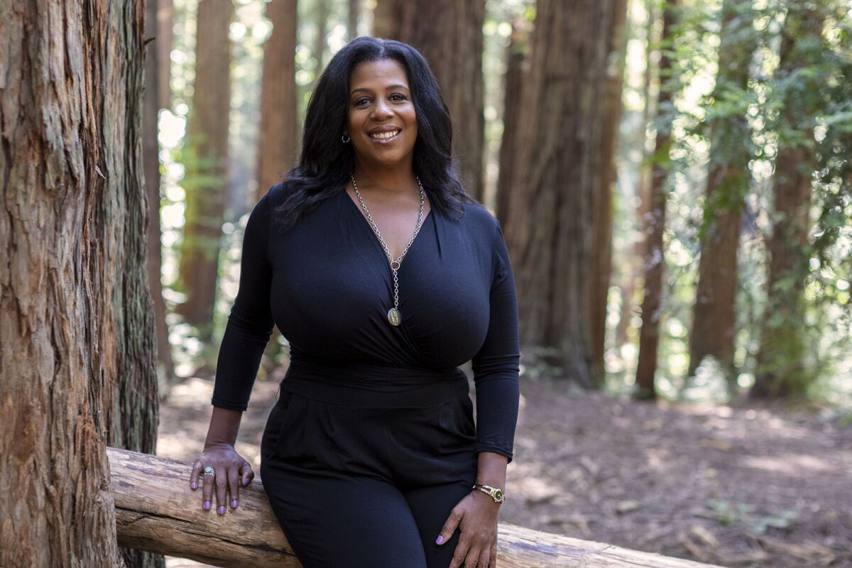 In this photo provided by Outdoor Afro, Rue Mapp poses for a picture in California, in 2018. Mapp is the founder and CEO of Outdoor Afro. (Bethanie Hines/Courtesy of Outdoor Afro via AP)