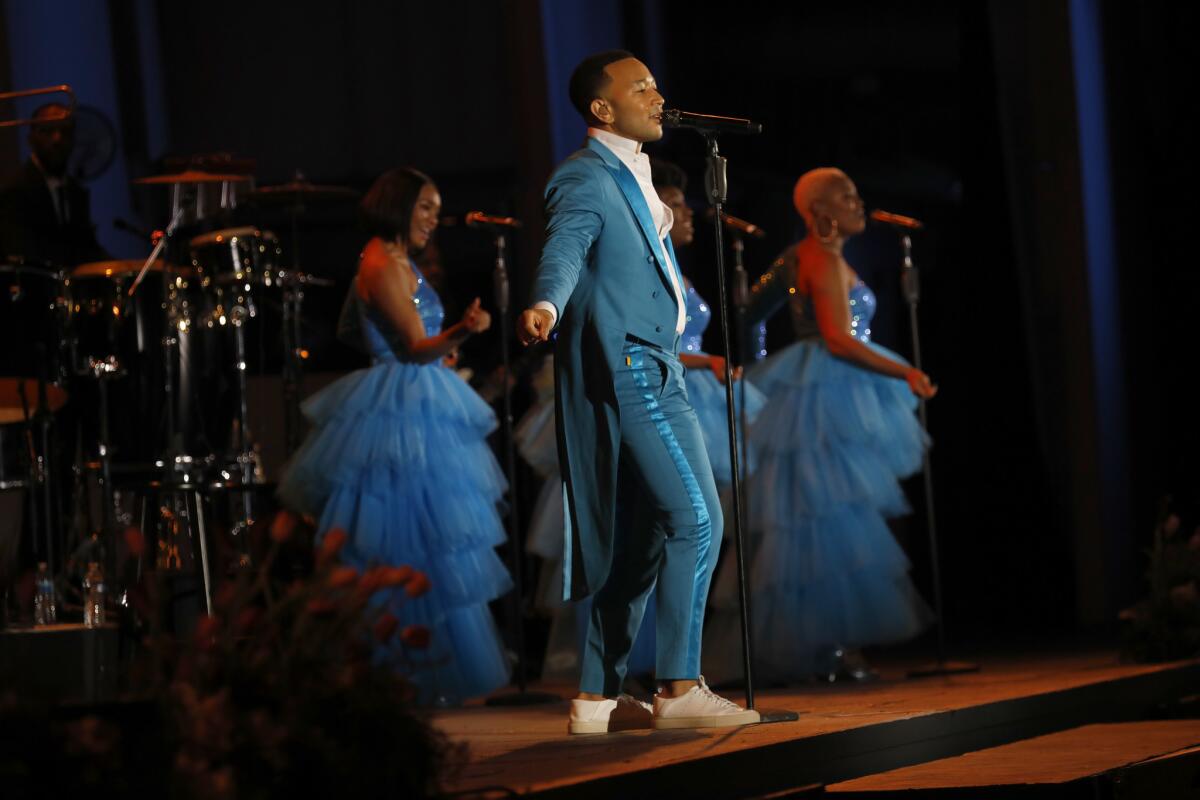 John Legend performs Saturday night at the Hollywood Bowl.