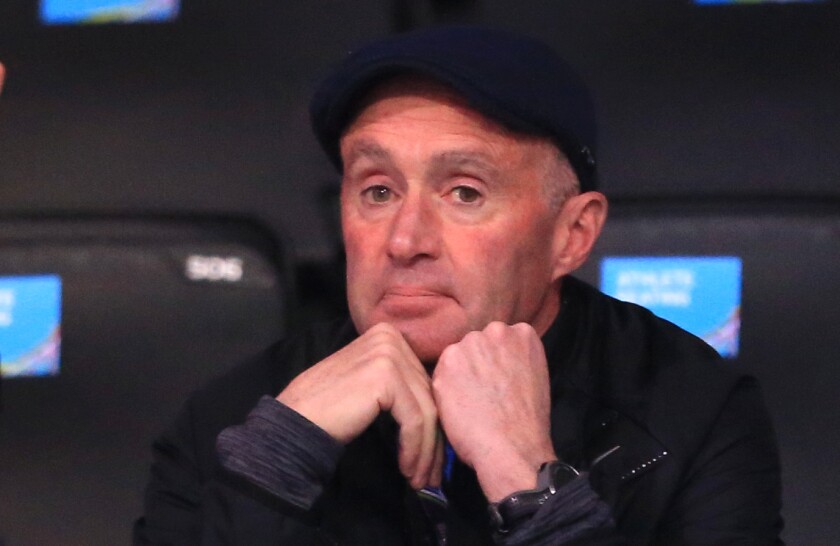 Alberto Salazar watches an event during the 2018 IAAF World Indoor Championships in Birmingham, England.