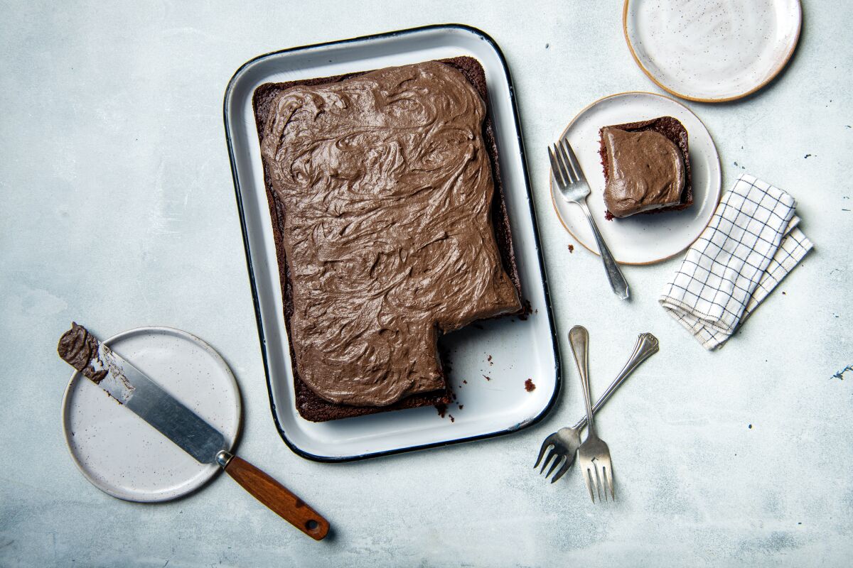 Old-fashioned chocolate sheet cake