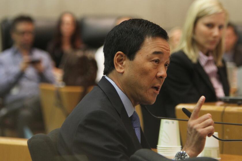 Los Angeles County Undersheriff Paul Tanaka testifies before the Citizens' Commission on Jail Violence in 2012.