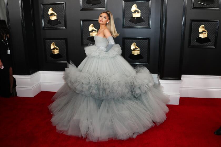January 26, 2020: Ariana Grande arriving at the 62nd GRAMMY Awards at STAPLES Center in Los Angeles, CA.