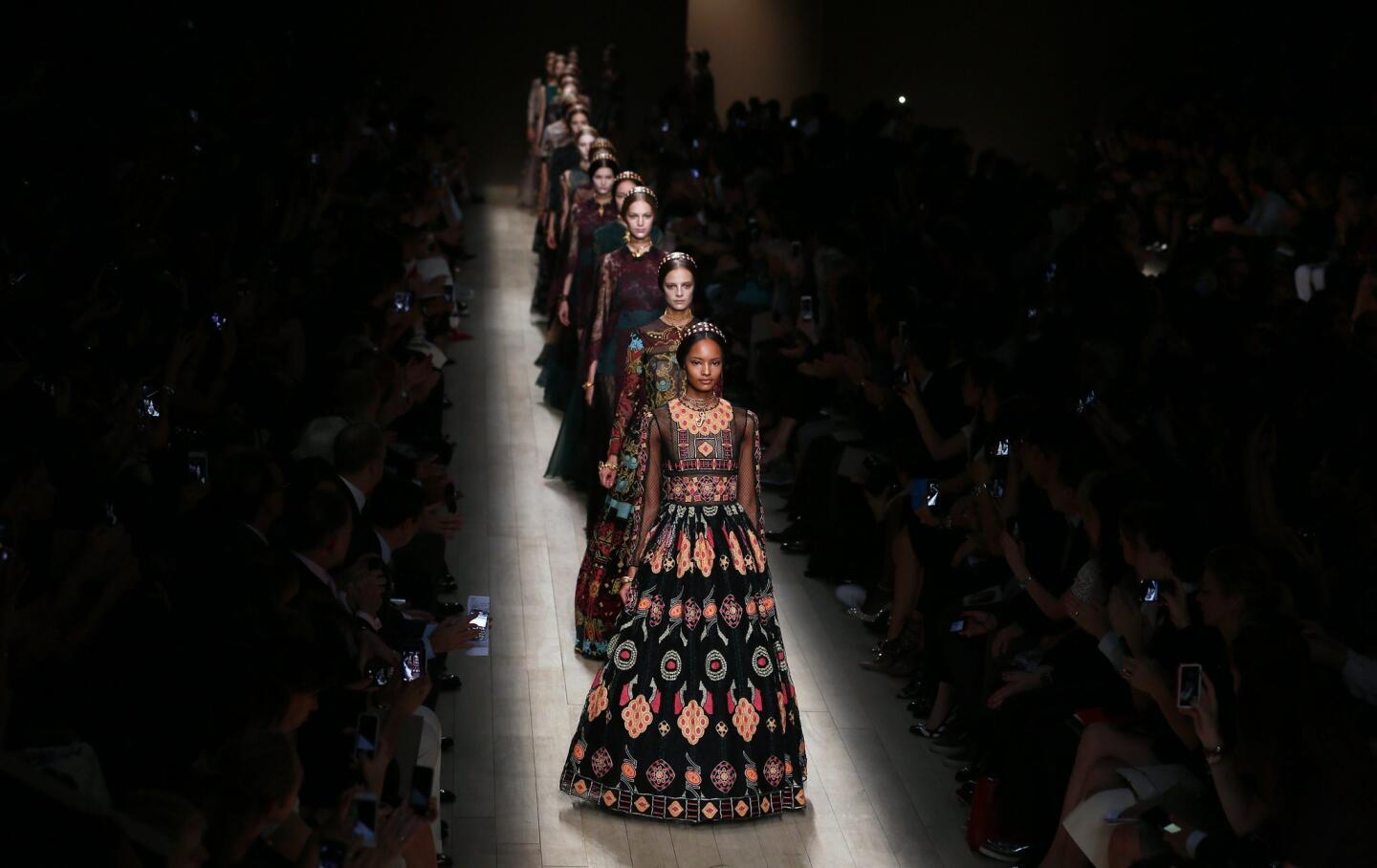 Creations from the spring/summer 2014 Valentino collection by designers Maria Grazia Chiuri and Pier Paolo are shown during Paris Fashion Week.