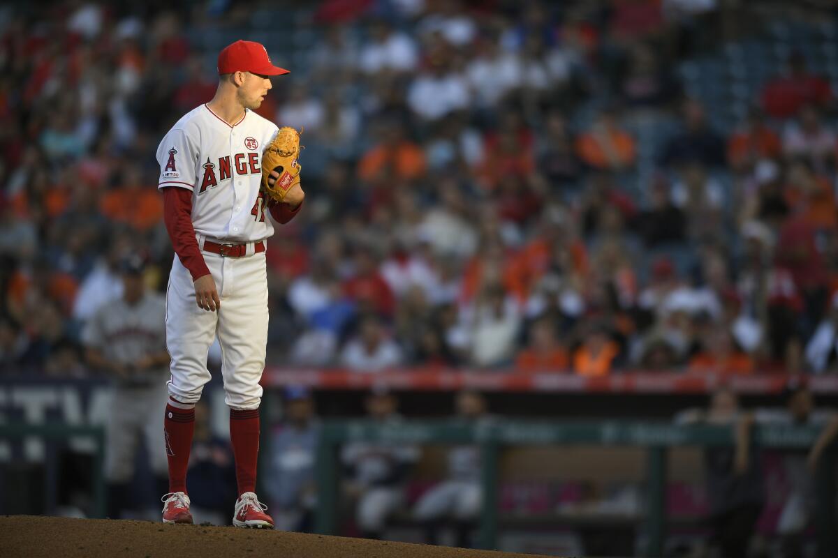Angels starter Griffin Canning pitches against the Houston Astros on July 15.