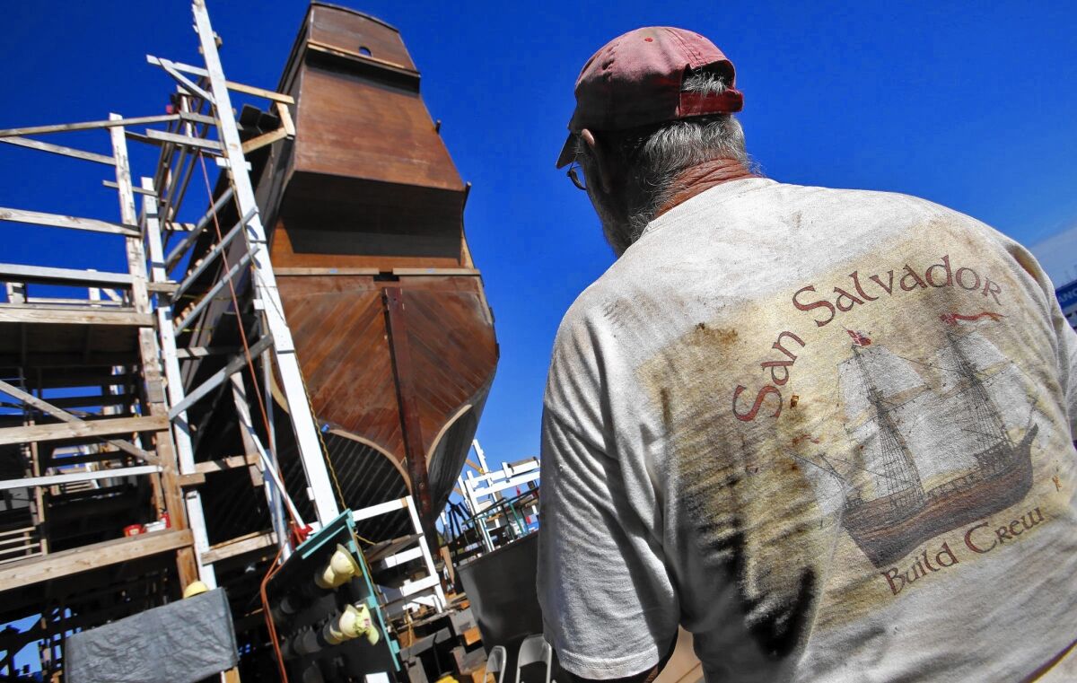 Shipwright Jeff Saar is among those who worked on a full-size replica of Juan Rodriguez Cabrillo's ship, the San Salvador, in San Diego.