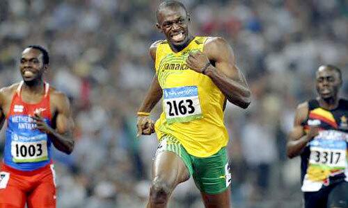 Usain Bolt at line